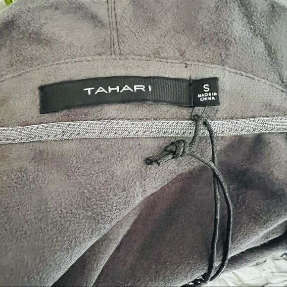 Tahari Faux Leather Moto Drape Wrap Jacket, Comfy Dark Green, Size Small, NWT - Picture 6 of 12